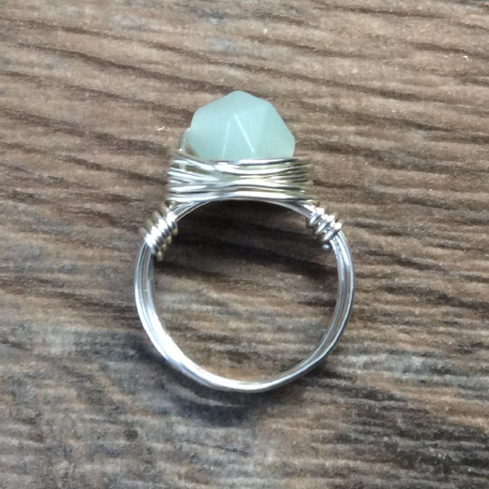 Amazonite ring - Sterling silver, blue gemstone ring